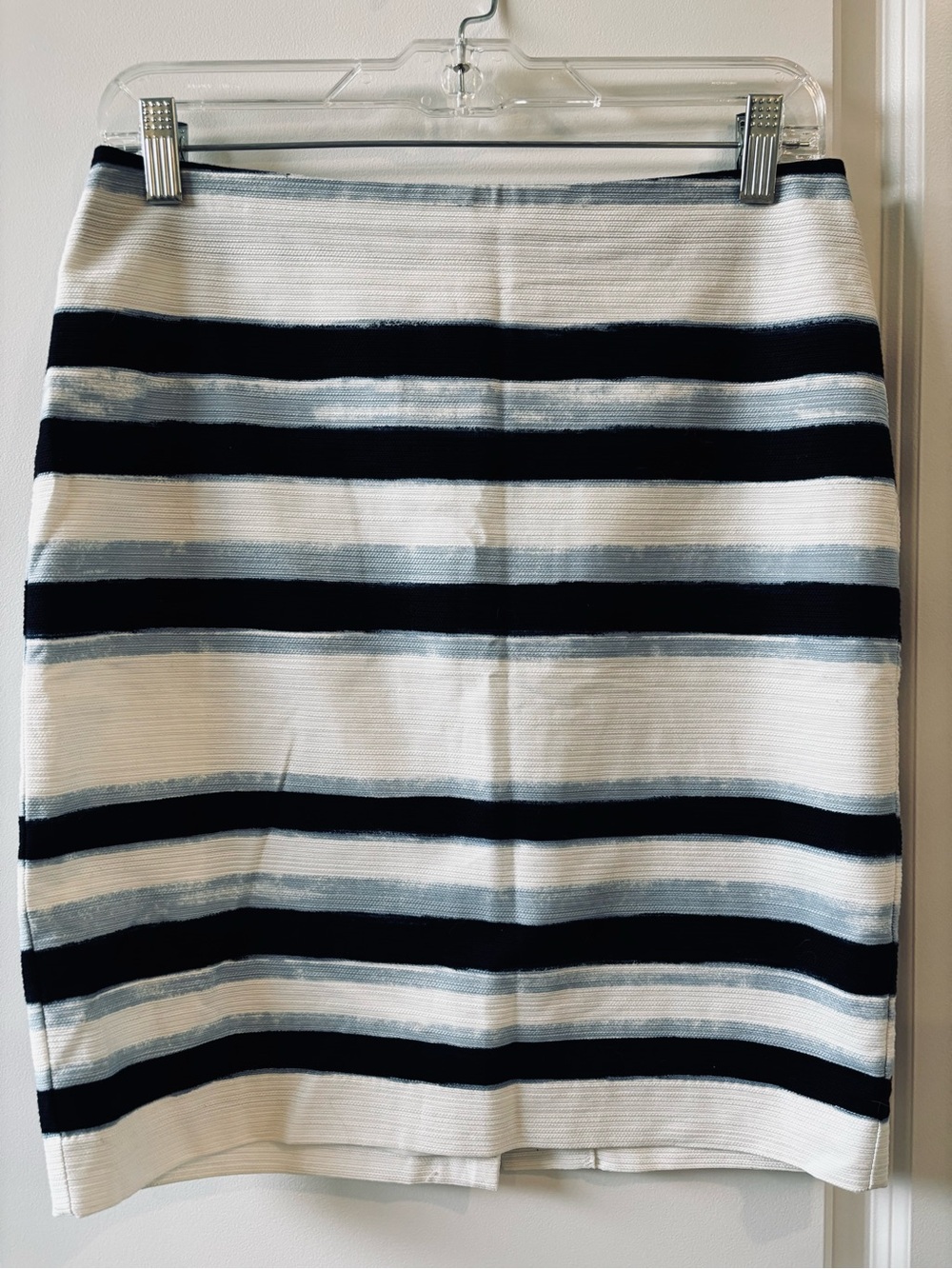 Ann Taylor Striped Navy, White & Light Blue Pencil Skirt